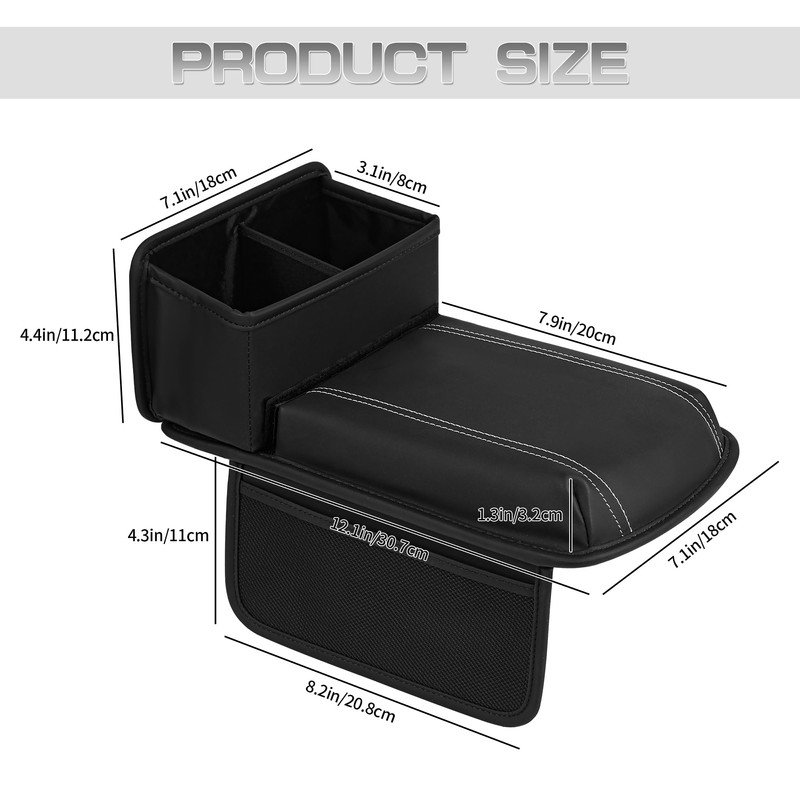 Qirc Car Armrest Cushion, Upgraded PU Leather, Car Armrest Cover