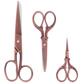 KUONIIY Sewing Scissors, Professional Stainless Steel Fabric Scissors Set, Titanium Coating Sewing Scissors, Suitable Use in Fabric, Dressmaking, Crafting, Set of 3