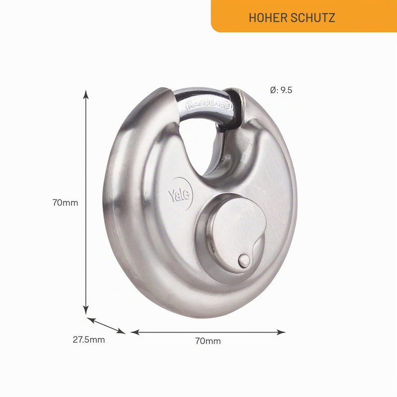 Yale - YE130/70/165/1 Hochsicherheit 70 mm Edelstahl -Diskus -Vorhängeschloss -