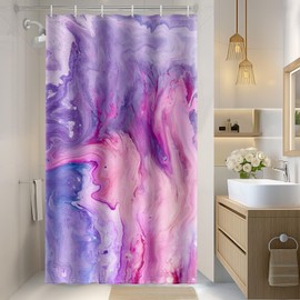 Aimego Stall Small Shower Curtain - Purple Pink Tie Dye Marble Lavender Abstract Modern Narrow Half Fabric Cloth Bath Shower Curtain Set for Bathroom Decor Accessories, 36"x72"