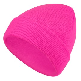 Zando Unisex Hot Pink Beanie Cute Kids Slouchy Warm Soft Baby Winter Hat for Girls Boys - Toddler Winter Beanies for Kids - Hallowenn Accessories - One Size