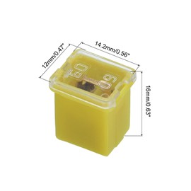 sourcing map Automotive Cartridge Fuse 48V 60A Female Terminal J Case Box Low Profile for Car Truck Yellow 10pcs