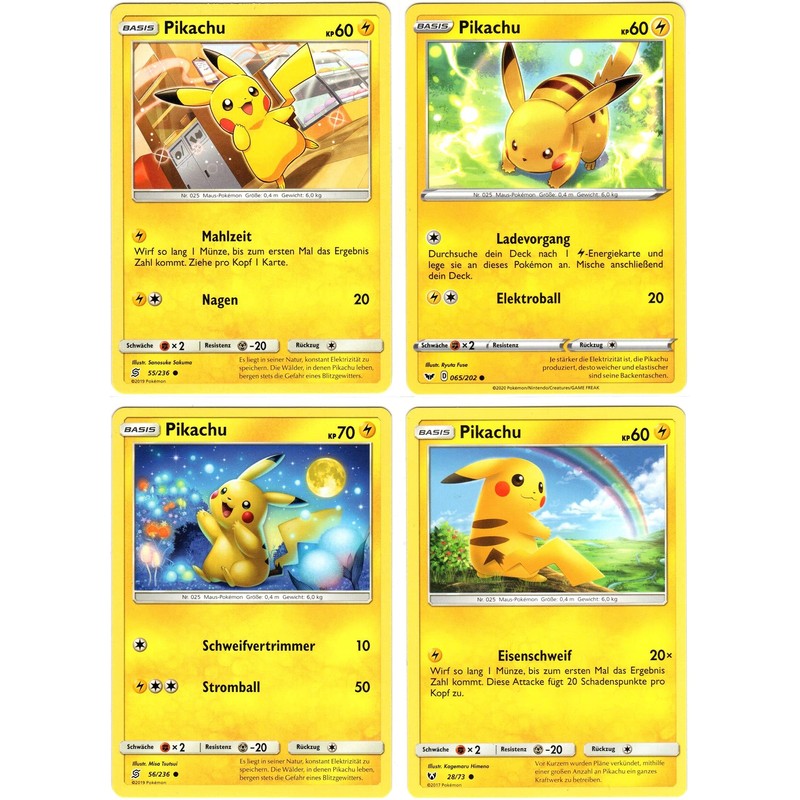 Pikachu x sortierte Pikachu-Pokémon-Karten, deutsche Originalkarten