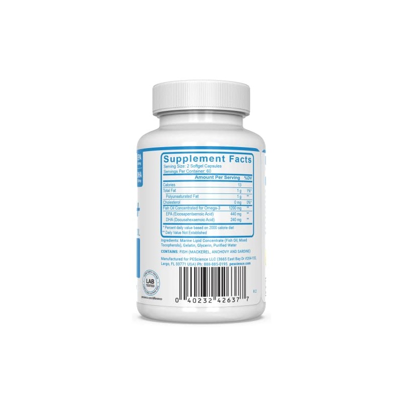 Pescience Omega-3+, White, 120 Count