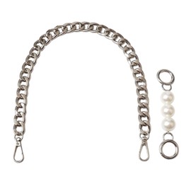 BEAULEGAN Chunky Purse Chain Handles - Short Strap Replacement for Handbag Set of 2, 17.7 & 5 Inches Long(Silver)