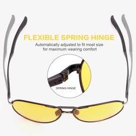MIRYEA Men's and Women's Polarised Night Driving Glasses with Spring Hinge UV400 Protection Sunglasses Ultra Light Metal Glasses, b