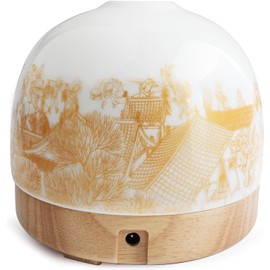 SLMIRACLE Essential Ceramic Diffuser Round Aroma Diffuser Night Light Captivating Vintage Chinese Marketplace- Nano Water Mist Humidifier Luxurious Style and 300ml