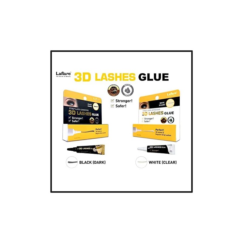 Laflare 3D Lashes Glue, Strip Lash Adhesive, Waterproof, Stronger Eyelash