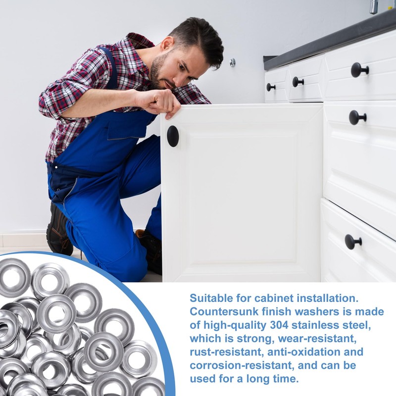 CustomyLife 150 Qty #8 Countersunk Finish Washers, 304 Stainless Finishing