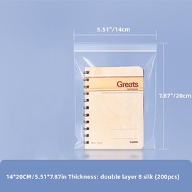 14x20cm Small Plastic Bags,Resealable Plastic Bags,Clear Ziplock Bag,Grip Seal Bags,Sealable Storage Pouches for Storage Nut, Grain, Collectibles, 200PCS (200, 14x20cm)