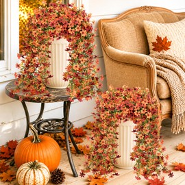 2PCS 344-Blooms Artificial Fall Flowers,UV Resistant No Fade Silk Fake Mums