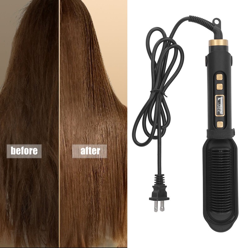 LED Hair Straightening Brush Negative Ion Adjustable Temperature Automatic Straight