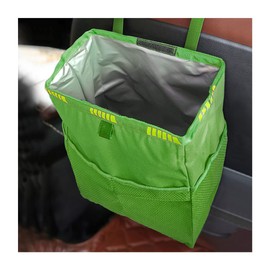 Fekey&JF Hanging Car Trash Can with Storage Pockets, Waterproof Leakproof Oxford Auto Garbage Bag, Multi-Use Organizer for Outdoor Traveling, Foldable Trash Bin for Truck, SUV, Car (Green)