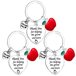 BESPMOSP 3PCs Teacher Appreciation Gifts Teacher Gifts Teacher Keyring Teacher Birthday Gifts Retirement Gifts Graduation Gifts Thank You For Helping Me Grow And Learn Teacher Present