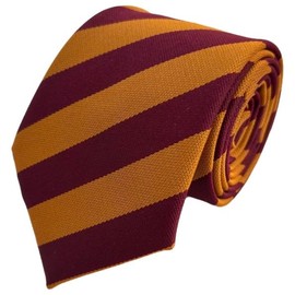 Great British Tie Club School Ties (23 Block Stripe Colour Variations) (Gold & Maroon)