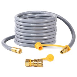 Natural Gas Hose 3/8 inch ID, 36FT Gas Line Hose with Brass Quick Connect Fitting, Propane to Natural Gas Pipe for Blackstone Grill, Pizza Oven, Patio Heater and More Low Pressure Gas Appliances