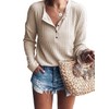 AUSELILY Women's Waffle Knit Tunic Tops Loose Long Sleeve Button
