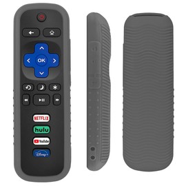 Universal Silicone Protective Cover Case Skin for Roku Voice Remote - Shockproof, Dustproof, and Washable - Fits Most TCL Smart TV Roku Controller Models (Gray)