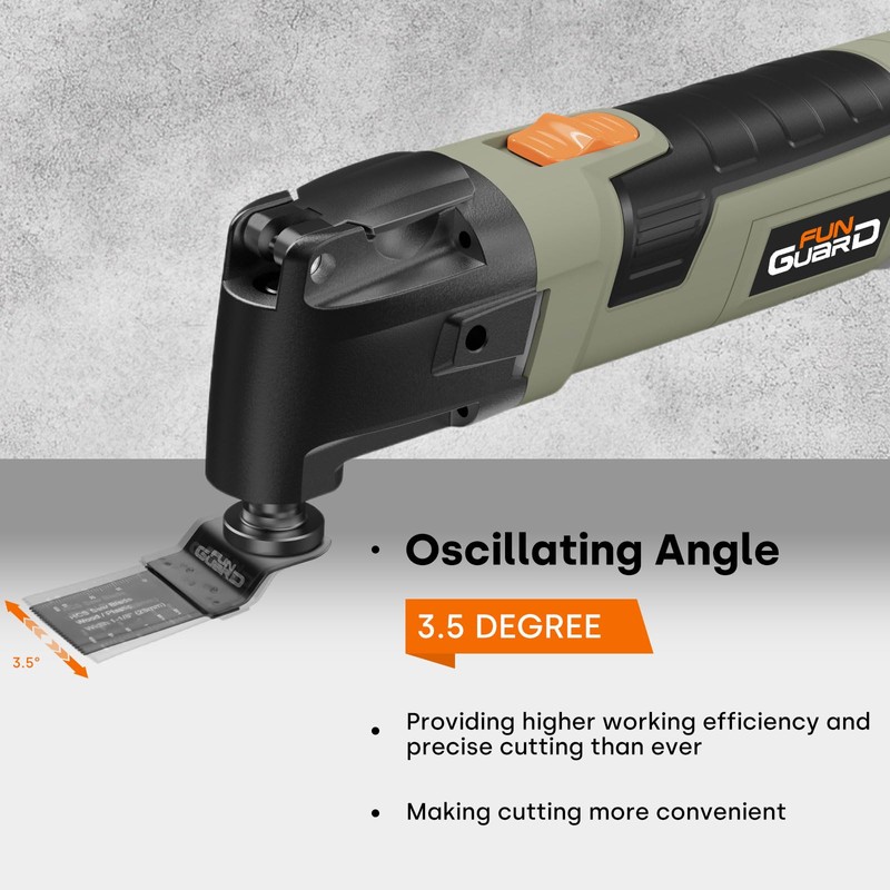 Funguard Oscillating Tool 300W, 6 Variable Speeds 22000 OPM Electric