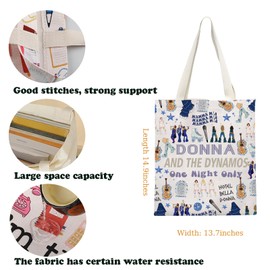 KUIYAI Musical Inspired Tote Bag Music Lover Gift Dancing Gift Donna And Dynamos One Night Only Canvas Bag For Mia Fans (DonnaNightOnlyTote)