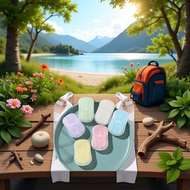 5 Boxes Blue Portable Soaps Sheets, Mini Portable Travel Soap Paper Sheets Disposable Water Soluble Hand Washing Bath Scented Paper Soap Camping Soap and Shampoo for Outdoor,Outdoor Recreation