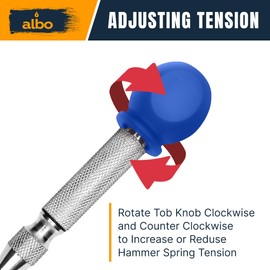 ALBO Spring Loaded Center Punch Tool – 5 Inch Automatic Punch for Metal, Wood & Steel – Heavy Duty Drill Punch with Non-Slip Comfort Cap, Galvanized Finish & Precision Tip for Accurate Marking (2pcs)