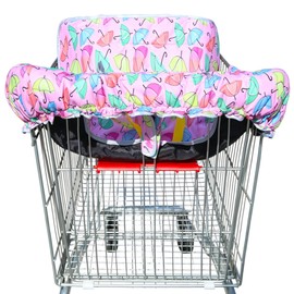 Careteilly 2-in-1 Shopping Cart Cover for Baby,High Chair Cover for Restaurant Seat Padded Grocery Cart Cover for Babies Toddler Girl and Boy Comfortable Universal Baby Essentials Gift (Umbrella)