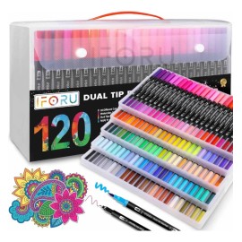 Marcadores 120 Colores Plumones Punta Pincel Doble Punta Para Dibujo Cómic Diseño Escolar Papeleria IFORU