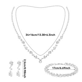 Yolev Bridal Jewellery Set for Wedding Prom Costume Jewelry Set Rhinestone Crystal Choker Necklace Bracelet Drop Dangle Earrings Set for Bride Women and Girls