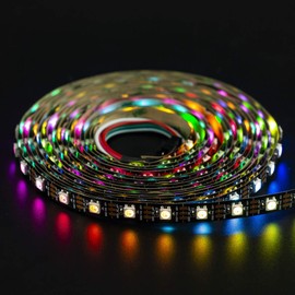 BTF-LIGHTING RGBW RGB+Warm White SK6812 (Similar WS2812B) Individually Addressable 16.4ft 60LEDs/Pixels/m Flexible 4 Colors in 1 LED Dream Color LED Strip IP65 Waterproof DC5V Black PCB