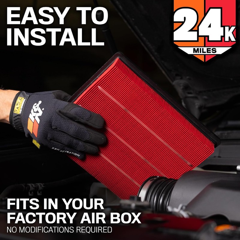 K&N Filtro de Aire del Motor: Reemplazo de Vida Extendida