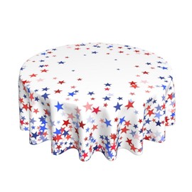 Sorktse 4th of July Tablecloth 70 Inch Round Patriotic Stars Table Cloth American Independence Day Memorial Day Table Cover for Kitchen Party Dining Picnic Indoor Outdoor Decor