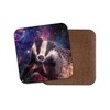 Square Single Coaster - Space Badger Stars Animals Universe Galaxy