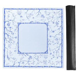 TIASUSAN Tapete grande azul para mahjong (31.5 x 31.5 pulgadas) con bolsa de transporte negra, antideslizante, cubierta de mesa que reduce el ruido para mahjong, póker, juegos de mesa, dominó y juegos de cartas