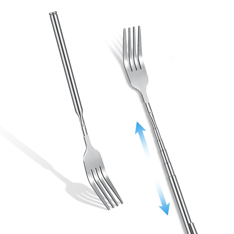 Extendable Fork, BBQ Telescopic Fork Stainless Steel Fruit Dessert Long