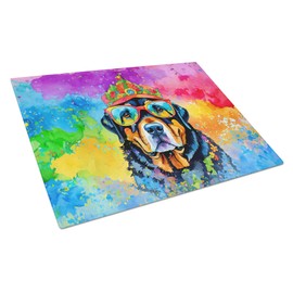 Caroline's Treasures DAC2547LCB Rottweiler Hippie Dawg Glass Cutting Board Large Decorative Tempered Glass Kitchen Cutting and Serving Board Large Size Chopping Board
