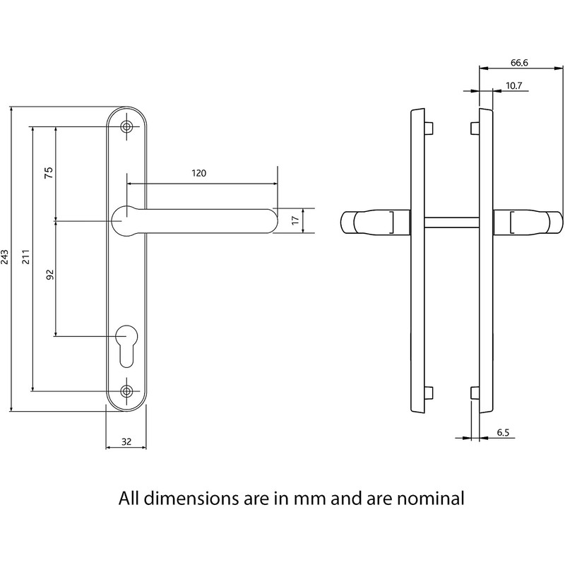 uPVC Door Handles Set Lever/Lever White 92pz - 210mm Screw