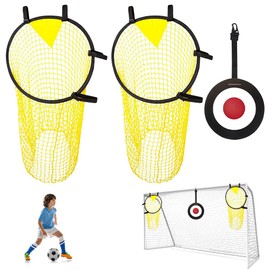 HIULLEN 2 Stück Fußballtor Zielnetz, Fussball Ziel Tasche mit Rahmen, 45 x 60CM Fussball Trainingszubehör für Schießgenauigkeit Verbesserung, Fußballtor Zubehör für Kinder, Erwachsene