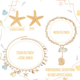 JeVenis Starfish Earrings Necklace Bracelet Hair Clip Mermaid Costume Beach Accessories for Women Seashells Starfish Pearl Summer Beach Gifts for Women