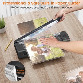 Gasbye Laminator Machine, 13-Inch Thermal Laminator with Steel Paper Cutter, 13 Laminating Pouches, Corner Rounder, Jam Release Button for Home, Office, School, Teachers, Personal Use, Black