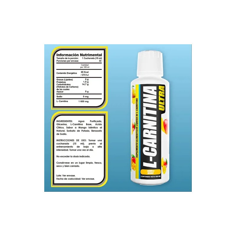 Carnitina Bhp Ultra L-carnitina Liquida Ultra 500 Ml Sabor Mango