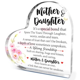 Mom Birthday Gifts from Daughter,Thank You Gifts for Moms Mother's Day Christmas,Unique Mother Gift Ideas,Mother and Daughter Love Acrylic Heart Plaque
