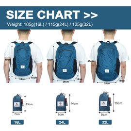 4Monster Foldable Backpack Ultra Lightweight Unisex Daypack Outdoor Waterproof Hiking Backpack for Camping Hiking Travel Sports Climbing Cycling (Grey, 16L)