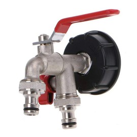 S60X6 IBC Tank Cap with Brass Tap 1/2" Tap Snap On Connector Dual Heads Water Butt