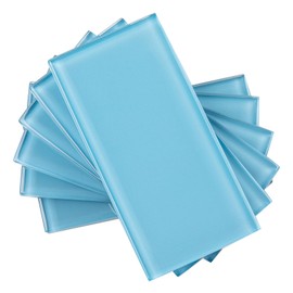 Diflart Blue Glass Subway Tile, 3x6 Inch, 4 Sq.Ft, Glass Backsplash Tile for Kitchen Shower Bathroom Wall, Pack-32 Pcs