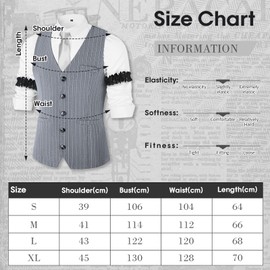 20s Costume Men's Mafia Costume Men's Vests with 15 Pieces 20s Accessories, Vest Pocket Watch Hat Tie Bow Tie Braces Glasses for Carnival Fancy Dress Party (Retro Grey), gray, M