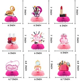 FANOST 9 Pieces Spa Birthday Party Supplies for Girls, Spa Party Decorations Makeup Birthday Party Decorations, Spa Party Centerpieces, Spa Birthday Party Centerpieces for Table, Spa Day Party Decor