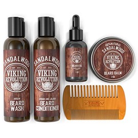 Viking Revolution Kit de acondicionador para el cuidado de la barba – Kit de aseo de barba para hombres suaviza, suaviza y alivia la picazón de la bar