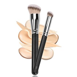 Brocha corrector para debajo de los ojos y brocha de base para maquillaje líquido, 2 brochas de maquillaje Kabuki en ángulo denso sintético, para líqu