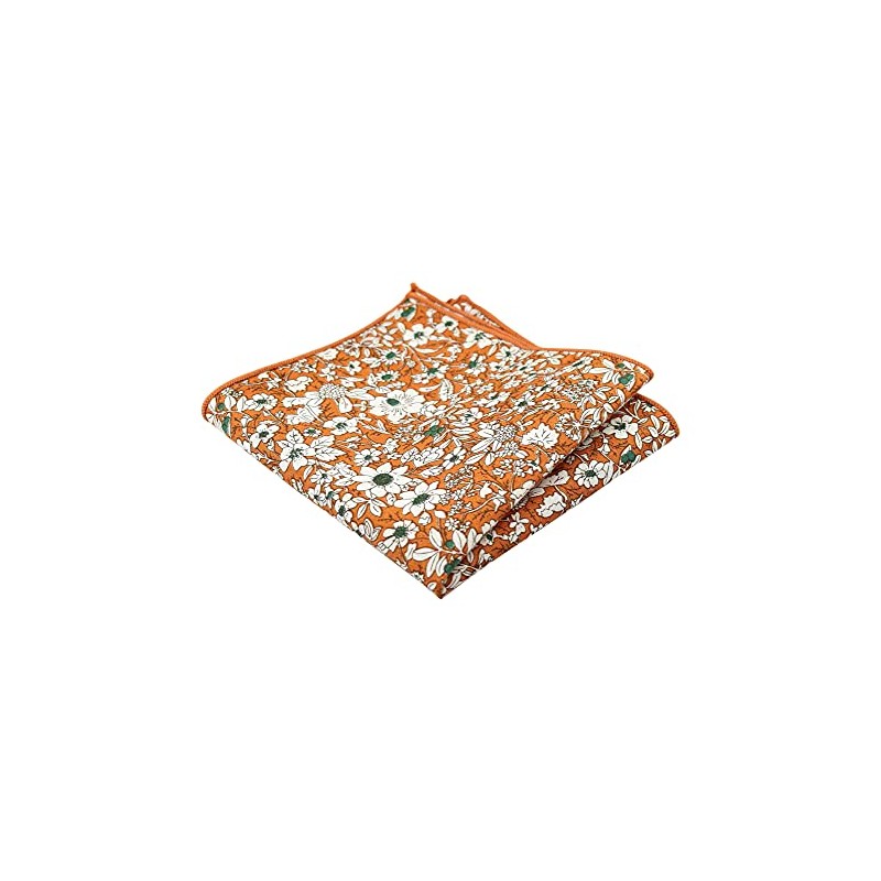 DB Dickie Bow Luxury Cotton Pocket Square (Orange Floral) -
